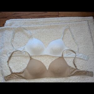 Lightly lined wireless bra bundle - 32B - nude & white - SO